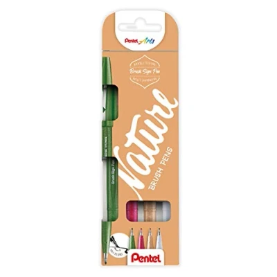 Afbeelding van Pentel brushpen Sign Pen Brush Touch, kartonnen etui met 4 stuks: groe
