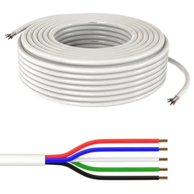 Afbeelding van Lumonic 5x 0,34mm² LED besturingskabel wit 10m I mantel 5 aderige kabel flexibel afgeschermde besturingskabel, LiYY verlenging, voedingskabel