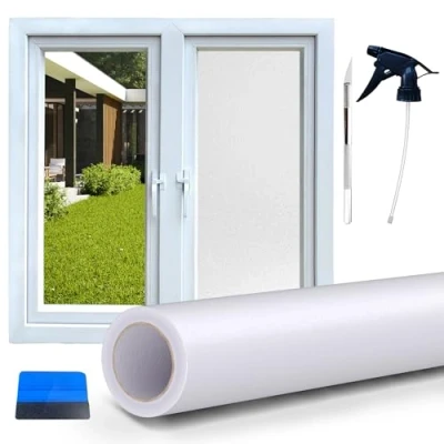 Afbeelding van Perfect Cover Raamfolie, anti zicht, verduisteringsfolie, inkijkbescherming, raam, goede privacy, ondoorzichtige film met rakel voor ramen, uv (90x300)