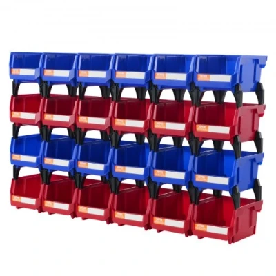 Afbeelding van VEVOR set van 24 zichtbare opbergdozen, stapeldozen, blauw/rood