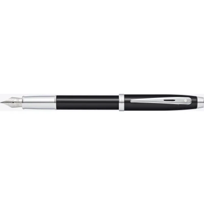 Afbeelding van Sheaffer vulpen 100 E9338 F Glossy black lacquer chrome plated SF E0933843
