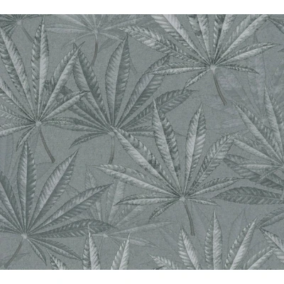 Afbeelding van Livingwalls Vliesbehang jungle hoogwaardig behang met bladeren 399842 in grijs luxe ontworpen door MICHALSKY