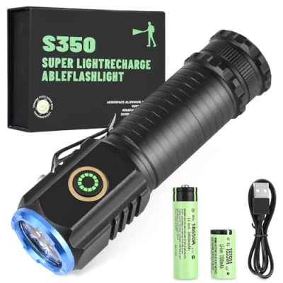 Afbeelding van LEAZZLE Mini LED Zaklamp Extreem Helder &amp; USB Oplaadbaar, 2000 Lumen Klein met 5 Licht Modi en Lange Werktijd, IPX6 Waterdicht voor Kamperen, Wandelen, Buiten, Noodgevallen
