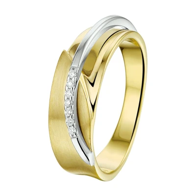 Afbeelding van Bicolor Gouden Ring diamant 0.035ct H SI poli/mat 4207591 17.75 mm (56)