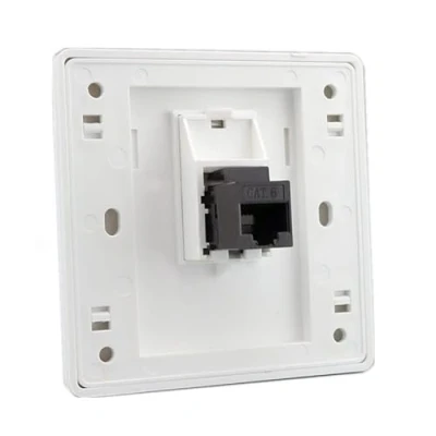 Afbeelding van 86x86mm Vrouwelijk naar CAT6 Gigabit Dual Pass Netwerk Wandstekker RJ45 LAN Voorplaat Internet Rechte Plug Outlet (LAN x 1)