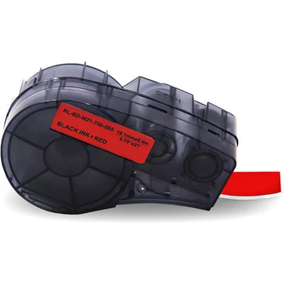 Afbeelding van Brady M21 750 595 RD tape vinyl wit op rood 19,1 mm x 6,40 m (compatible)