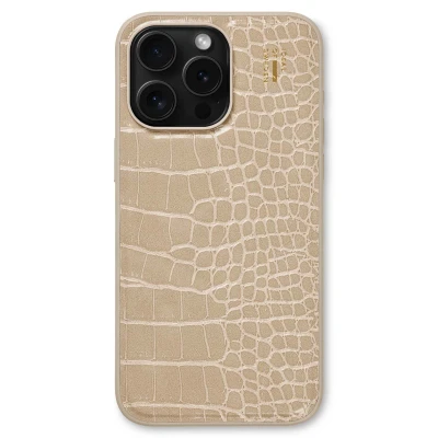 Afbeelding van Apple iPhone 15 Pro Max Hoesje Kunstleder iDeal of Sweden Backcover/Hardcase Beige Telefoonhoesje Shockproof/Valbescherming