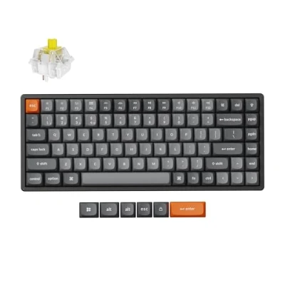 Afbeelding van Keychron K2 MAX Draadloos Mechanisch Toetsenbord, 2,4 GHz/Bluetooth/USB C, RGB, Aluminium Raamwerk, QMK/VIA, Programmeerbare Macro&#039;s, PBT Keycaps, Per Mac Windows, Super Banana Switch