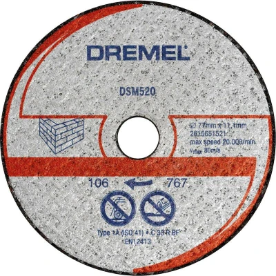 Afbeelding van Dremel DSM520 2615S520JB Doorslijpschijf recht 77 mm 2 stuk(s) Baksteen, Gipskarton