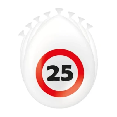 Afbeelding van PD Party 7032404 Feest Decoratie Ballonnen Speciaal Thema Viering Traffic Sign 25, Pak van 8, Veelkleurig, 30cm Lengte x Breedte Hoogte