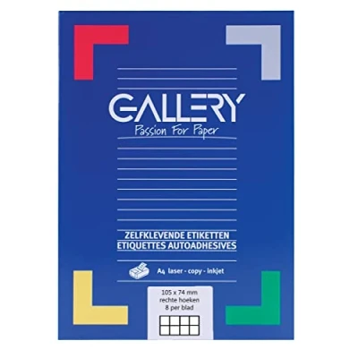 Afbeelding van Gallery witte etiketten Ft 105 x 74 mm (b h), rechte hoeken, doos van 800 etiket