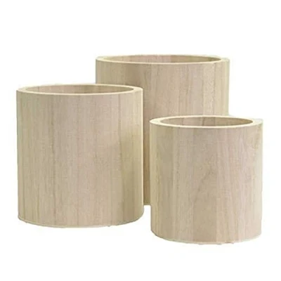 Afbeelding van Artemio 14001928 Ronde vazen te versieren in hout, Beige, 13 x cm
