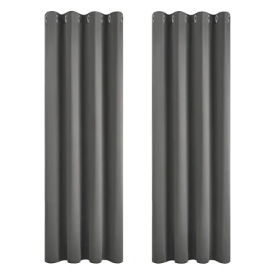 Afbeelding van Deconovo Warmte isolerende verduisteringsgordijnen, gordijnen voor woonkamer en slaapkamer, modern design met oogjes, 117 x 214 cm (breedte hoogte), lichtgrijs, 2 stuks