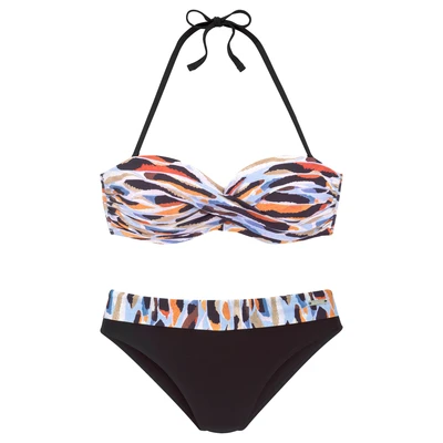 Afbeelding van Lascana SET Bikini, Dames, Maat: 36xB, Schwarz bedruckt
