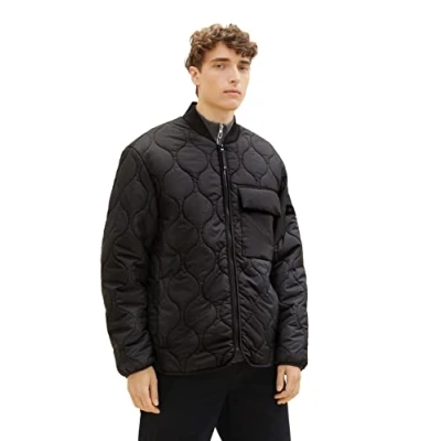 Afbeelding van TOM TAILOR Denim gewatteerd herenjack met relaxte pasvorm en bomberkraag