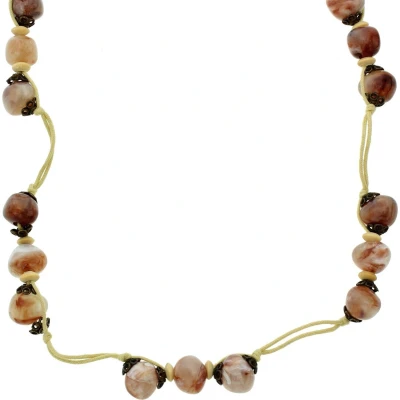 Afbeelding van Behave Lange ketting met bruin roze kralen