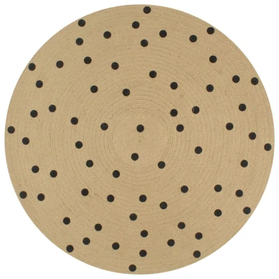 Afbeelding van vidaXL Vloerkleed handgemaakt met print polkadot 120 cm jute