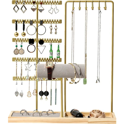 Afbeelding van NovaWare Sieradenhouder XL Oorbellenrekje Juwelenhouder Oorbellenhouder Sieradenrekje Organizer Ketting Armbanden Horloges Goud