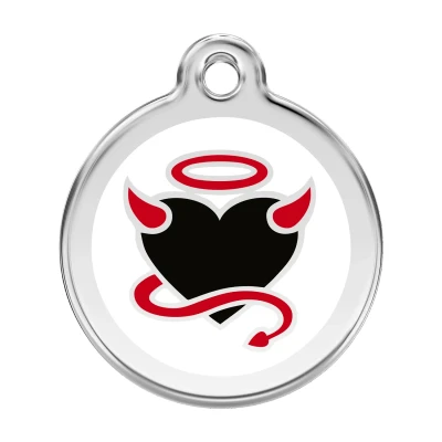Afbeelding van Devil White roestvrijstalen hondenpenning large/groot dia. 3,8 cm RedDingo
