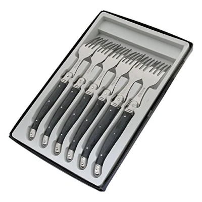 Afbeelding van Pradel Excellence Laguiole box met 6 vorken 25,7 x 16,7 2 cm grijs gemarmerd