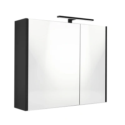 Afbeelding van Best Design Happy spiegelkast met verlichting mdf 80x60 cm zwart