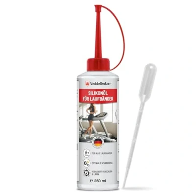 Afbeelding van Veddelholzer 250 ml 100% pure siliconenolie loopband met doseerdop en pipet voor thuis sportschool olie universeel loopband, cross trainer, spinning bike andere trainingsapparaten