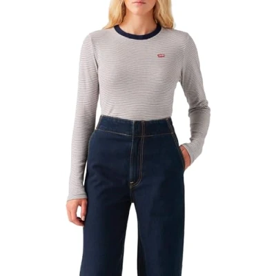 Afbeelding van Levi&#039;s Essential Hm Ls Tee T shirt voor dames, Turmeric Stripe Navy, XL