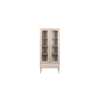 Afbeelding van Vitrinekast Nalini 80cm 2 deuren &amp; 1 lade lichte eik