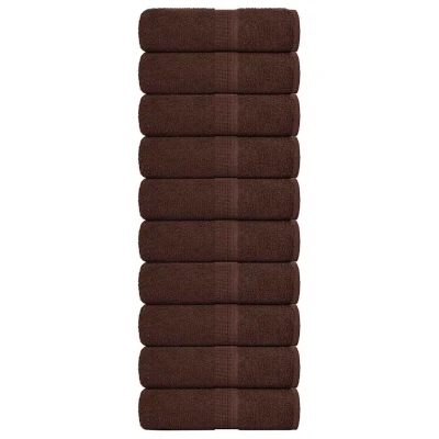 Afbeelding van vidaXL Gastendoekjes 10 st 30x50 cm 360 g/m² 100% katoen bruin