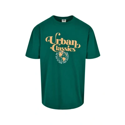 Afbeelding van Urban Classics Organic Globe LOGO TEE Tshirt print, Heren, Maat: Medium, Green