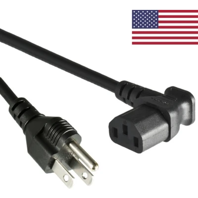 Afbeelding van C13 (haaks/links) Type B / Amerika (recht) stroomkabel SVT AWG18/3 zwart 1,8 meter