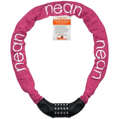 Afbeelding van Fietsslot met cijfers en een hoog beveiligingsniveau, fietskettingslot, cijfer cijfercombinatieslot, gehard stalen kettingschakels, 6 mm x 900 (pink)