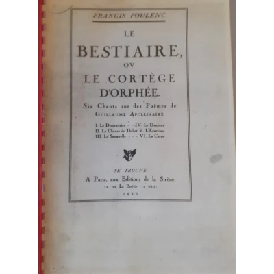 Afbeelding van Le Bestiaire Ou Cortege D&#039;Orphee