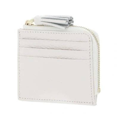 Afbeelding van COCCINELLE Leren Kaarthoes Tassel Credit Card Holder Blanco Crème