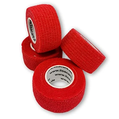 Afbeelding van LisaCare Vingerpleister zelfklevend elastische, waterdichte, stof vet en vuilafstotende pleister rood 4 rollen à 2,5 cm x 4,5 m