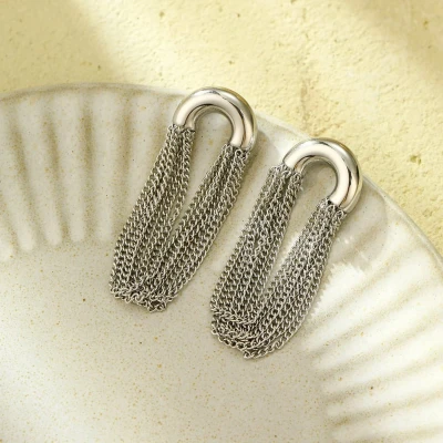 Afbeelding van Bijoutheek Oorknoppen Tassel Ketting Zilver