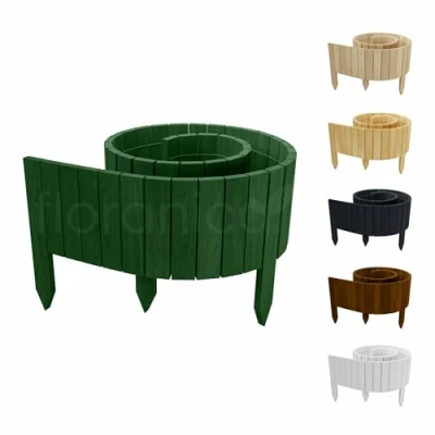 Afbeelding van Floranica Rollborder II Flexibele houten hek 200 x 40 cm Groen Grenenhout Borderrol hout Gazonrand Decoratie Tuinafscheiding