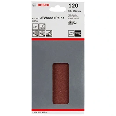 Afbeelding van Bosch Professional Schuurblad Expert (voor hout en verf kleur, vlakschuurmachine, 10 stuks, korrel 120, C430)