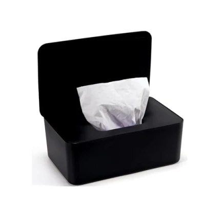 Afbeelding van doos voor vochtige doekjes met deksel, vochtig toiletpapier, babyvochtige doekjesbox, zwart, toiletpapierdoos, papieren buiten, thuis en kantoor