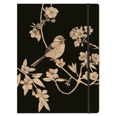 Afbeelding van Clairefontaine 116049C een overhemd met elastiek van karton, 3 flapjes, A4, motief natuur/vogel op kraftpapier, collectie Le Cherry White