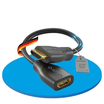 Afbeelding van Sonero® 4K HDMI Portsaver adapter, premium high speed, A stekker naar aansluiting, vergulde contacten, dubbele afscherming, PVC mantel, 0,15 m
