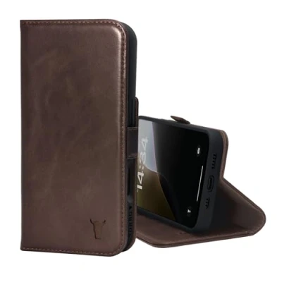 Afbeelding van TORRO Hoesje Compatibel met iPhone 16 Premium Leren Portemonnee Standaard en Kaartsleuven Donker Bruin