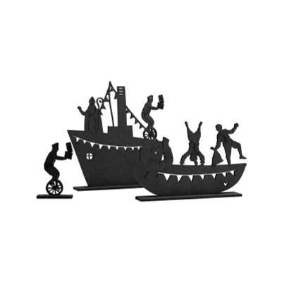 Afbeelding van Zoedt houten decoratieset stoomboot Sinterklaas en piet