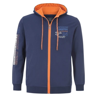 Afbeelding van Jan Vanderstorm sweatvest RODERICH Plus Size met contrastbies donkerblauw