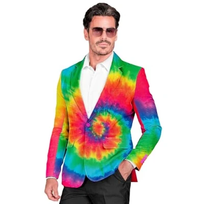 Afbeelding van Widmann Hippie Kostuum Kleur Bom Colbert Man Multicolor XL Carnavalskleding Verkleedkleding