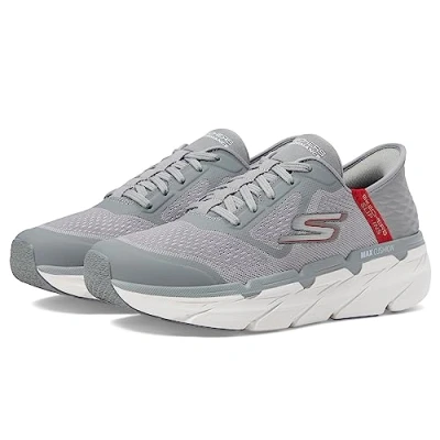 Afbeelding van Skechers Heren Max Cushioning Slip ins Athletic Workout Running Walking schoenen met traagschuim sneakers, grijs/rood, 42 EU