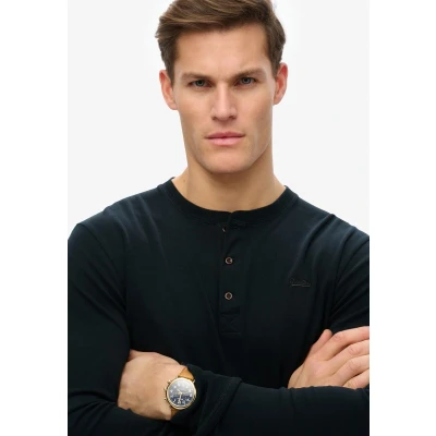 Afbeelding van Superdry Mannen Geborduurde Kraagloze Vintage Logo top Zwart Grootte: S
