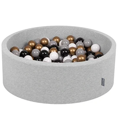 Afbeelding van KiddyMoon Schuim Ballenbak Voor Kinderen Met Ballen Ø 7 Cm Gemaakt In EU, Lichtgrijs:Wit Grijs Zwart Goud,90X30cm/200
