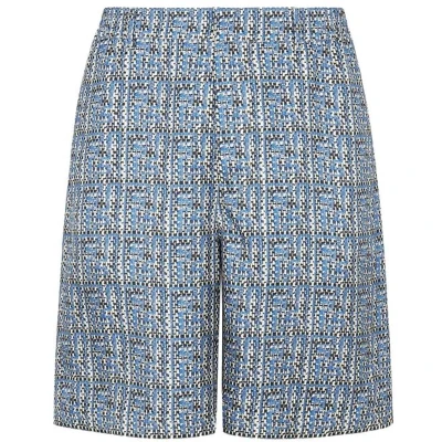 Afbeelding van Printed Silk Shorts with Elasticated Waist and Pockets Blue