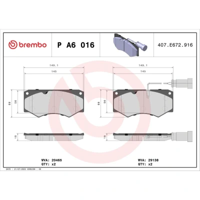 Afbeelding van Brembo Remblokset P A6 016